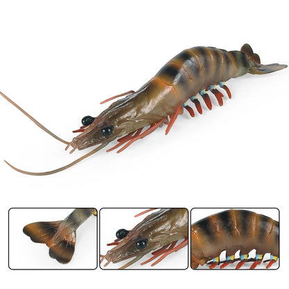 Oenux Ocean Animals Simulation Tiger Prawn Crayfish Shrimp Sea Life Model Figurines Action Figures Collection Toys For Kids Gift