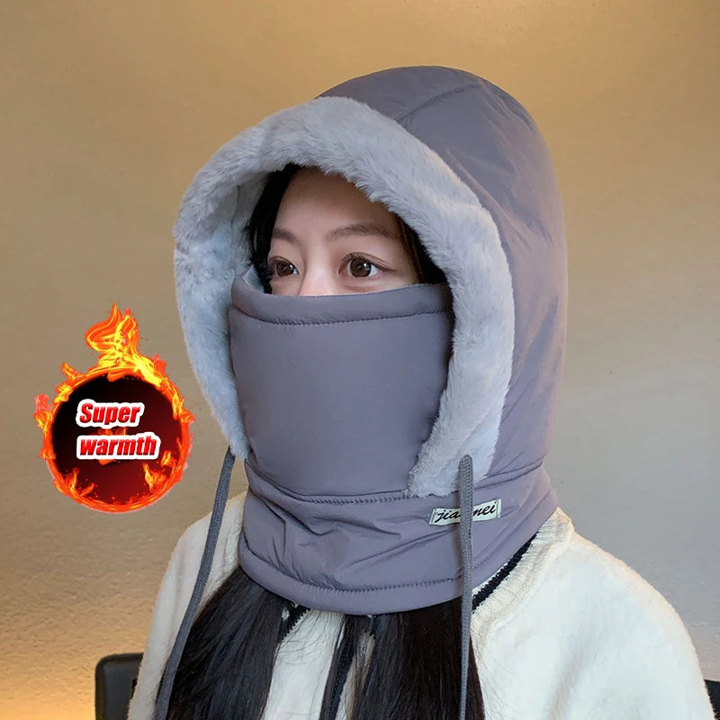 Cold Weather Thermal Balaclava Scarf Winter Windproof Hood Hat Plush Neck Warmer Ski Face Mask for Outdoor Activities