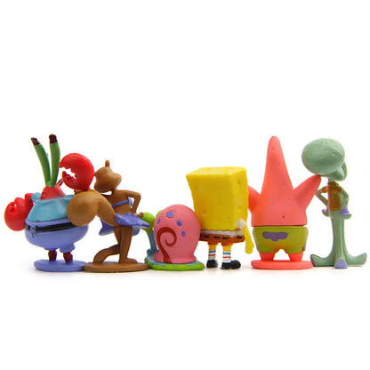 Spongebob Anime Figure Patrick Star Octopus Brother Handmade Model Cartoon Toys for Kids Ornaments 6PCS/8PCS Set Cake Decoration