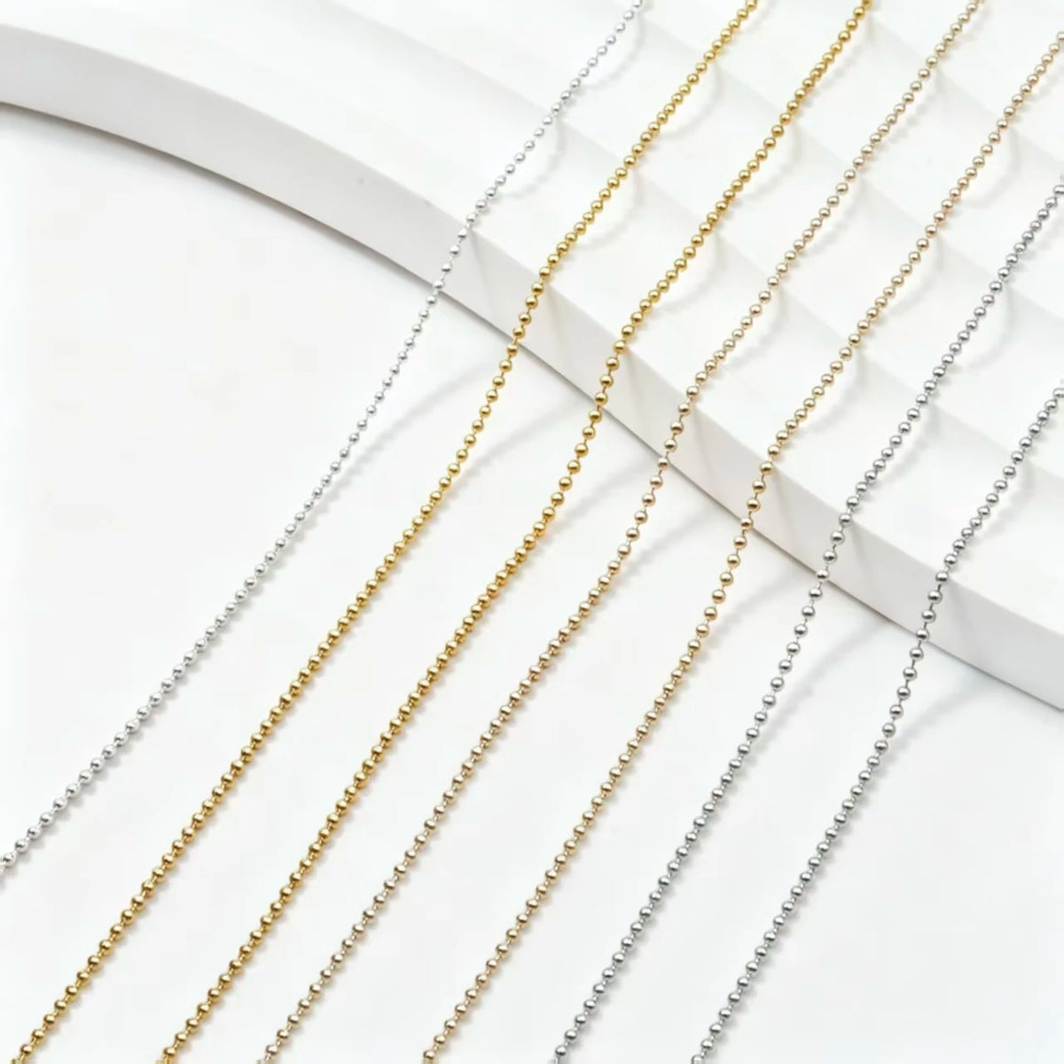 1M/Pack 0.8mm Gold Silver Nail Bead Chain Charm Ellipse Stone Nail Art Decorations Giltter Metal Steel Ball Jewelry Accessory