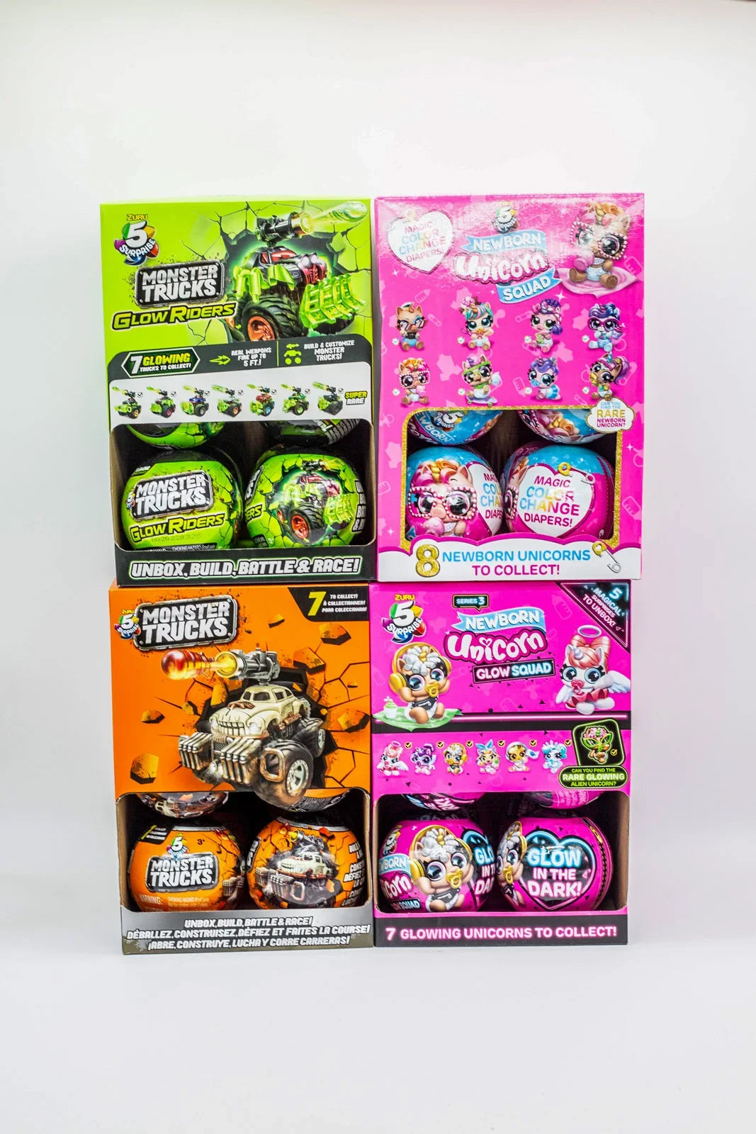 5x Surprise Ball Unicorn Monster Trucks Blind Box Doll Gifts Toy Model Anime Figures Collect Ornaments