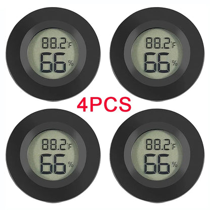 2/4 Pcs Mini Hygrometer Thermometer Fahrenheit or Celsius Meter Digital LCD Monitor Indoor Room Round Humidity Temperature Gauge
