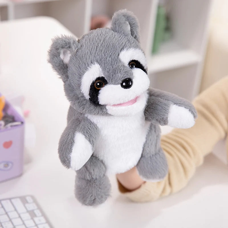 Cartoon Animal Hand Puppet Parent-child Game Doll Husky Fox Bear Dog Pig Tiger Lion  Appease Toys Birthday Gifts For Children ﻿