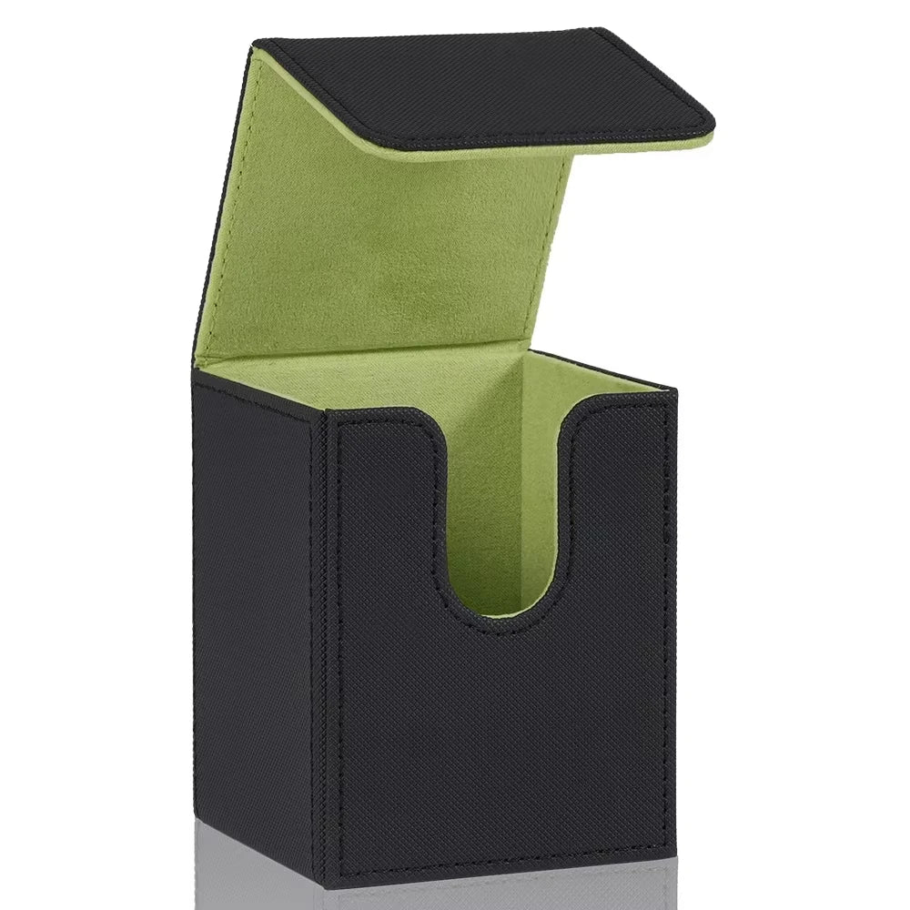 Card Deck Box,Card Storage Box holds 100+ Single Sleeved Cards, PU Leather Magnetic Closure for Magic cards TCG cards