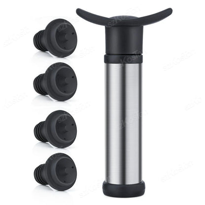 Vacuum Wine Saver Set Pump Preserver with Vacuum Wine Rubber Black Bottle Stoppers for White / Beer Wine Sealing Keep Wine Fresh