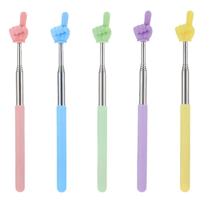 Steel Teaching Pointer Telescopic Rod Finger Design Teaching Stick Finger Reading Sticks Tools School Office Supplies