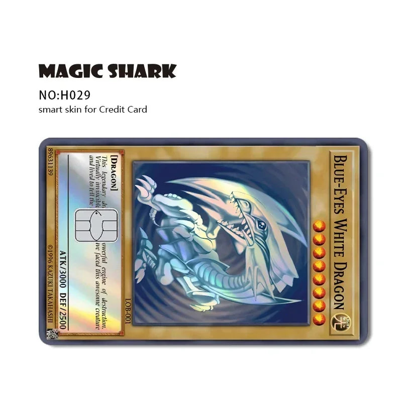 Magic Shark Skull Panda Hunter Broke Blue Eyes Dragon Laser Holographic Sticker Cover Film Skin for Credit Bank Debit Card