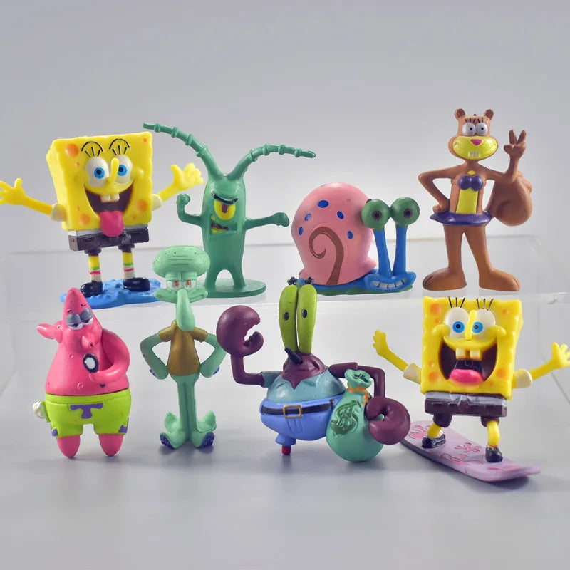 Spongebob Anime Figure Patrick Star Octopus Brother Handmade Model Cartoon Toys for Kids Ornaments 6PCS/8PCS Set Cake Decoration