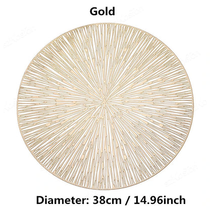 Round Firework Shape PVC Placemat Hollow Table Mats Coaster Pad Heat-Resistant Wipeable Waterproof Anti-Slip Pad Home Decoration