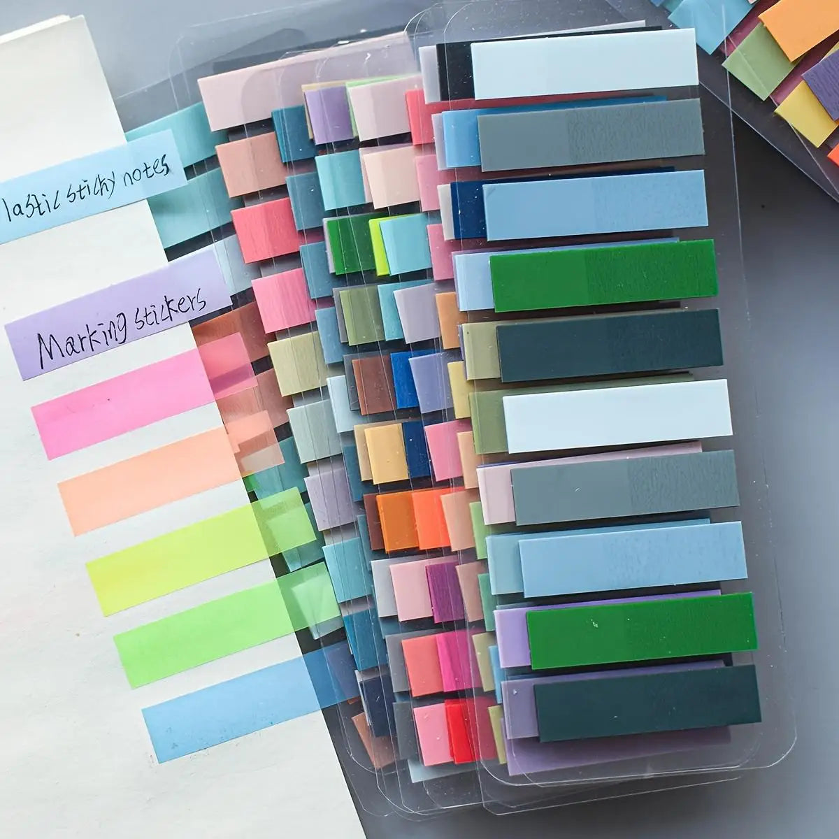 PET Morandi Color Translucent Convenience Sticker Marking Index Sticker, Oblong Shape,with Index Tabs for Organization and Notes