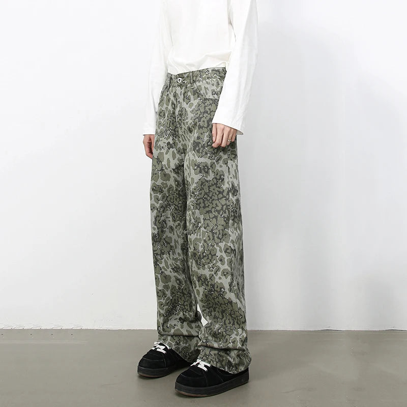 Men's Printed Loose Straight-Leg Jeans
