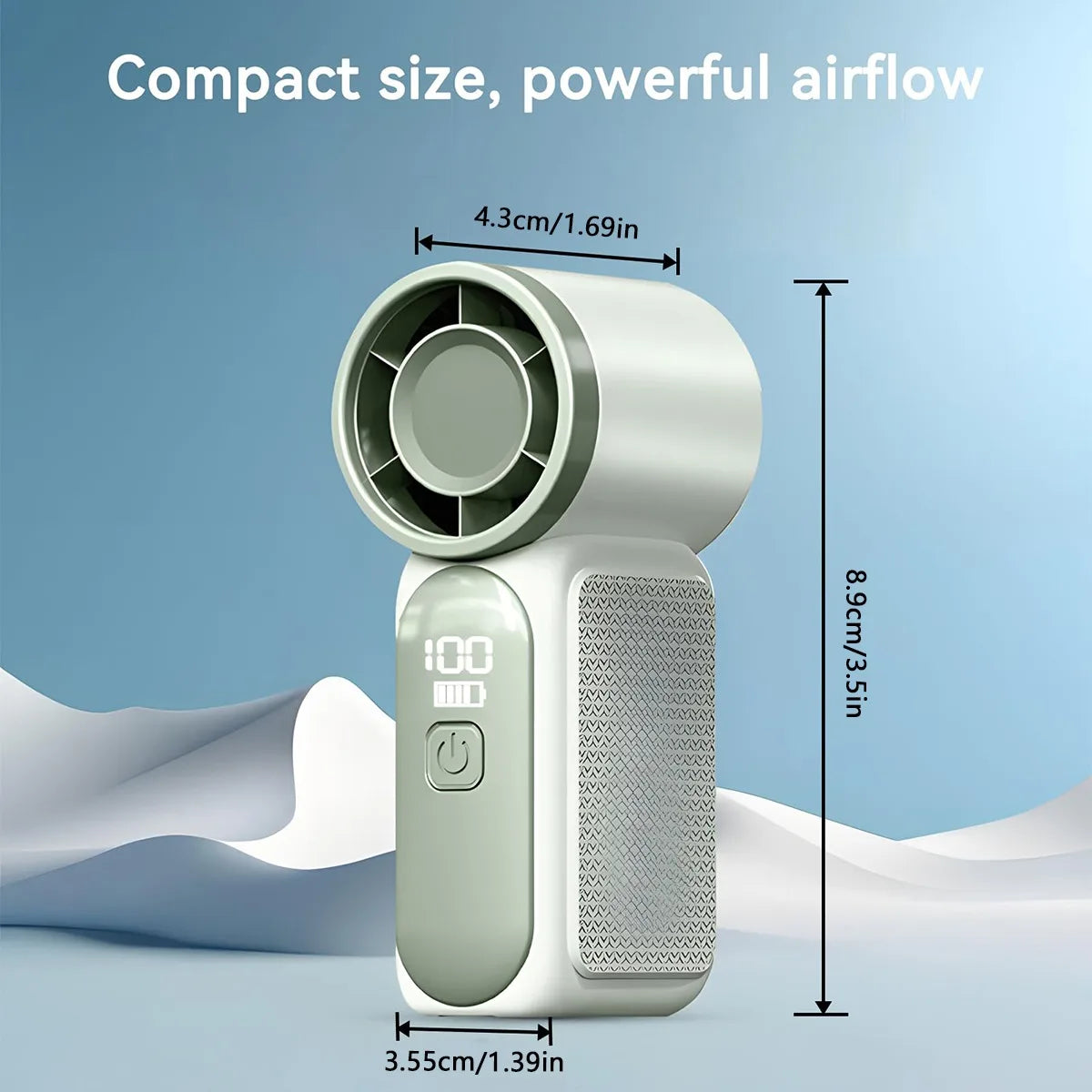 Mini Handheld Fan - Portable Turbo Fan with 100 Wind Speed, 1200mAh & Type-C, - Cooling Blower，Travel,R Cooling Device