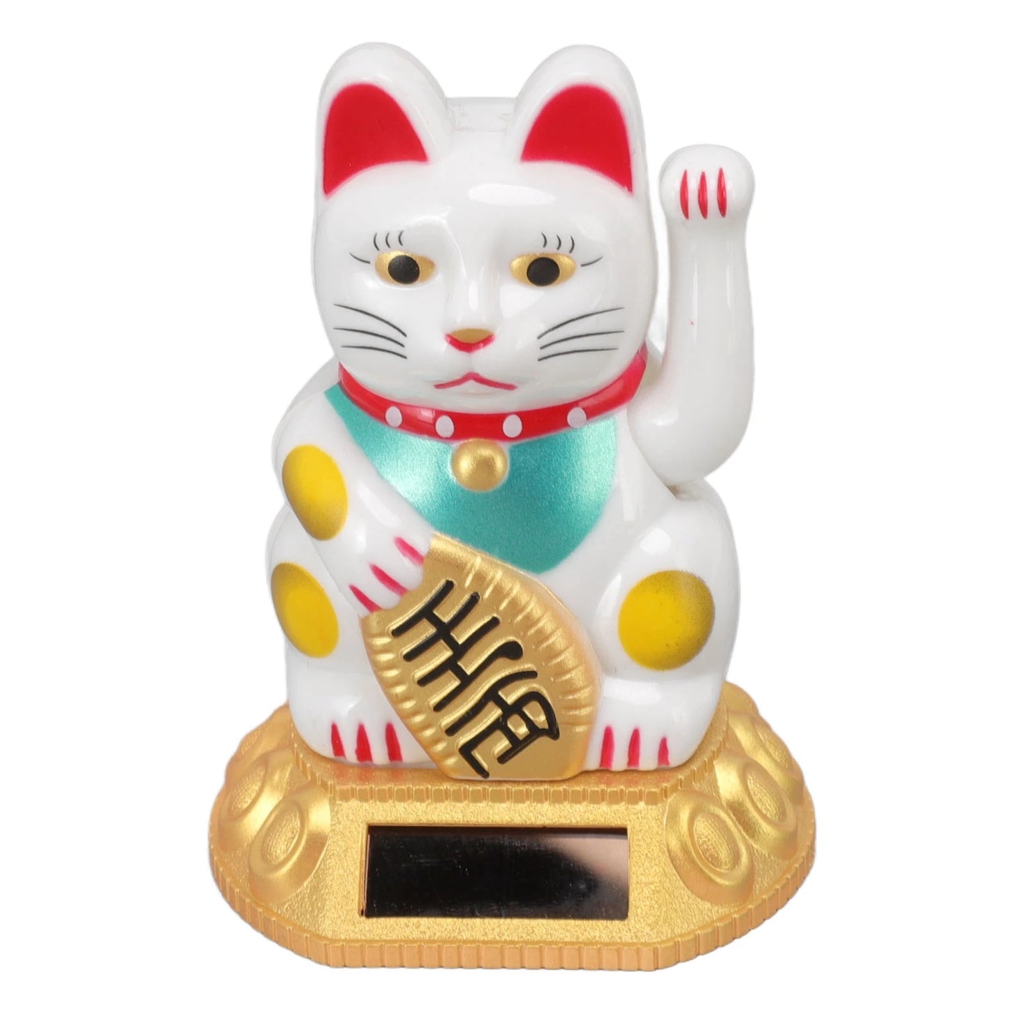 Chinese Lucky Cat Decoration Waving Arm Solar Light Induction Statue Figurine For Home Car Ornaments Golden Cat Decoration Cat