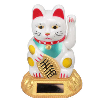 Chinese Lucky Cat Decoration Waving Arm Solar Light Induction Statue Figurine For Home Car Ornaments Golden Cat Decoration Cat