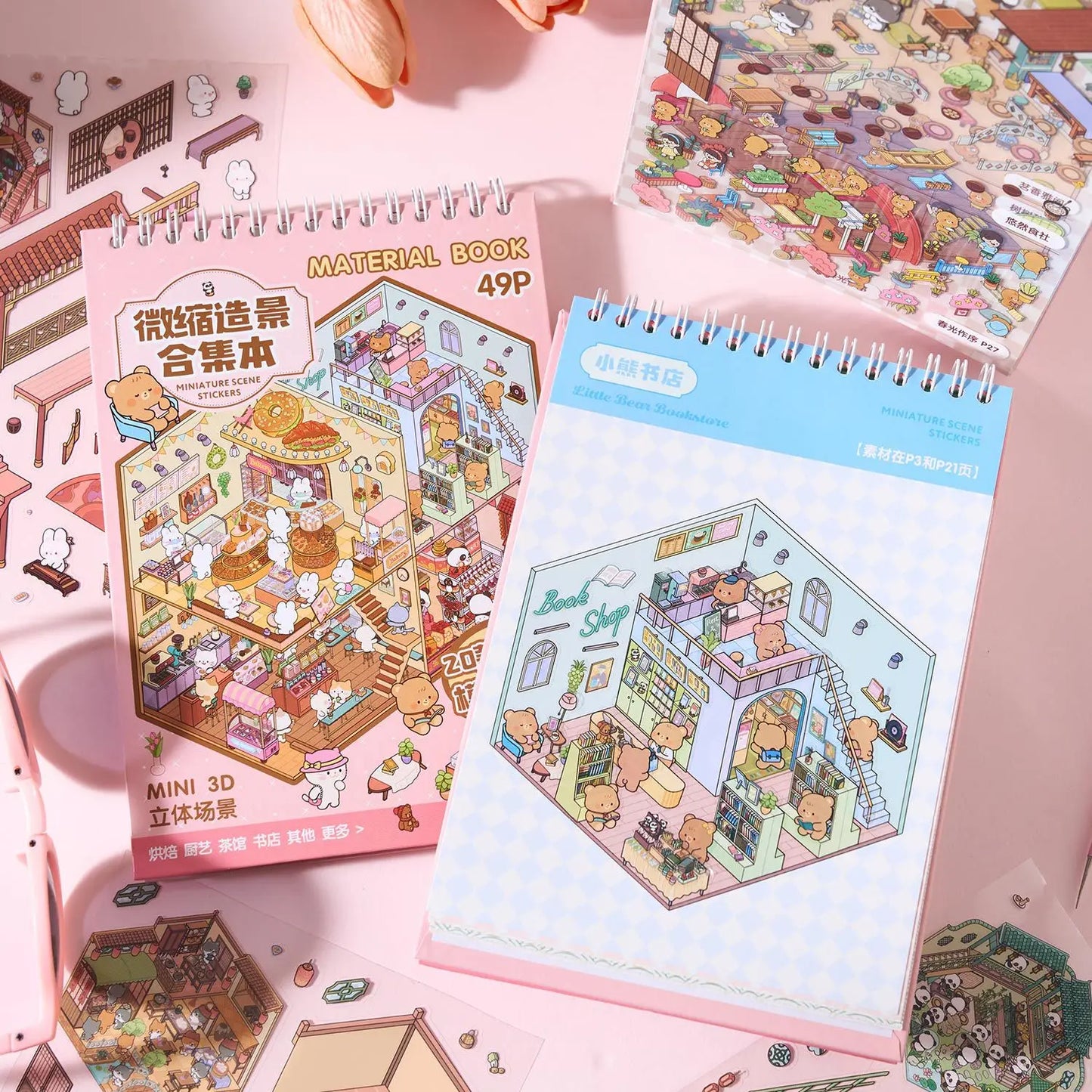Mr Paper 3D Cabin Scene Stickers Book Visual Stacking Cartoon Scene Sticker Collection DIY Cabin Scene Stationery  Stickers