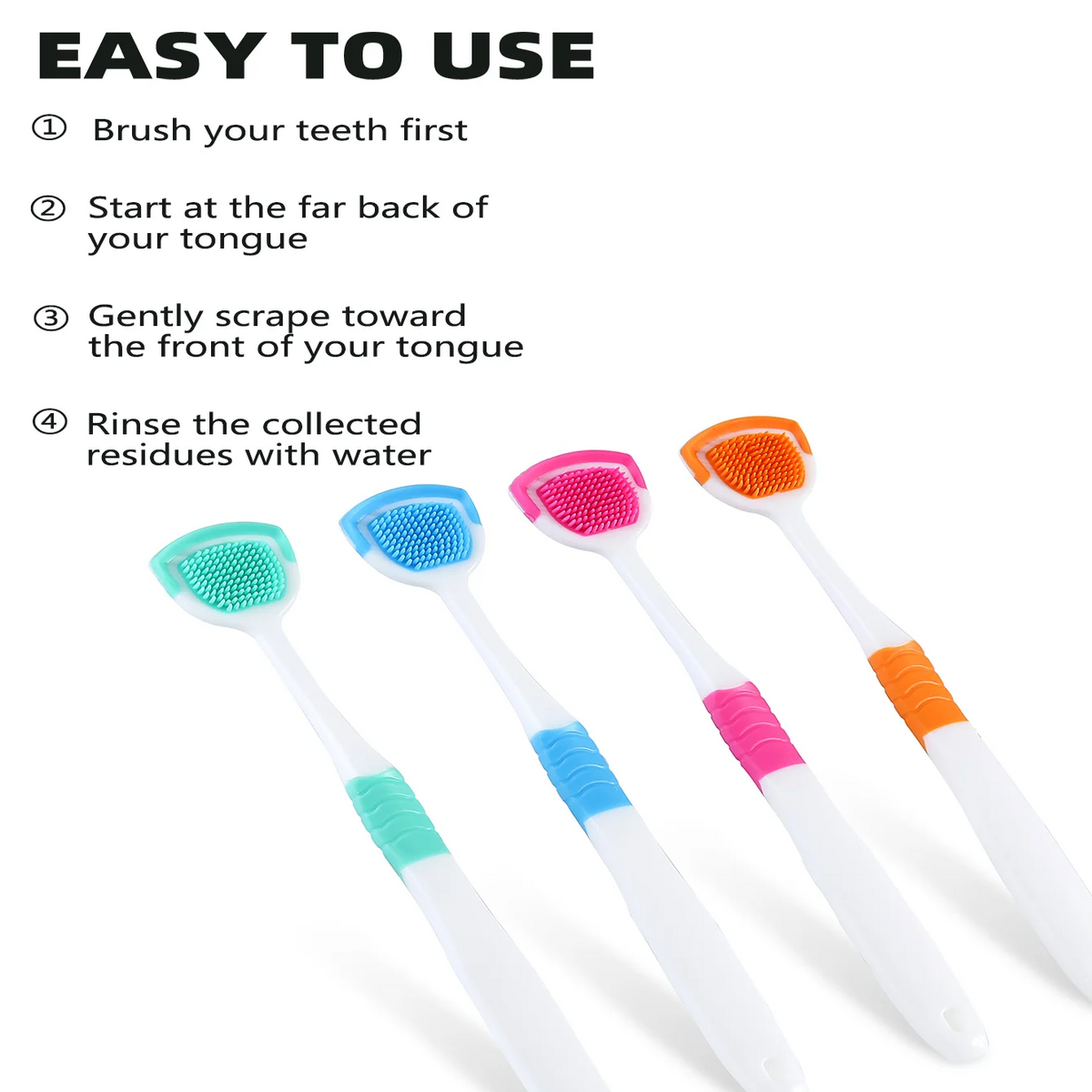 Vaclav 1Pc/4Pcs/8Pcs Silicone Tongue Scraper For Oral Hygiene,Tongue Cleaner Scraper For Oral Care,Tongue Brush Food Debris Clea