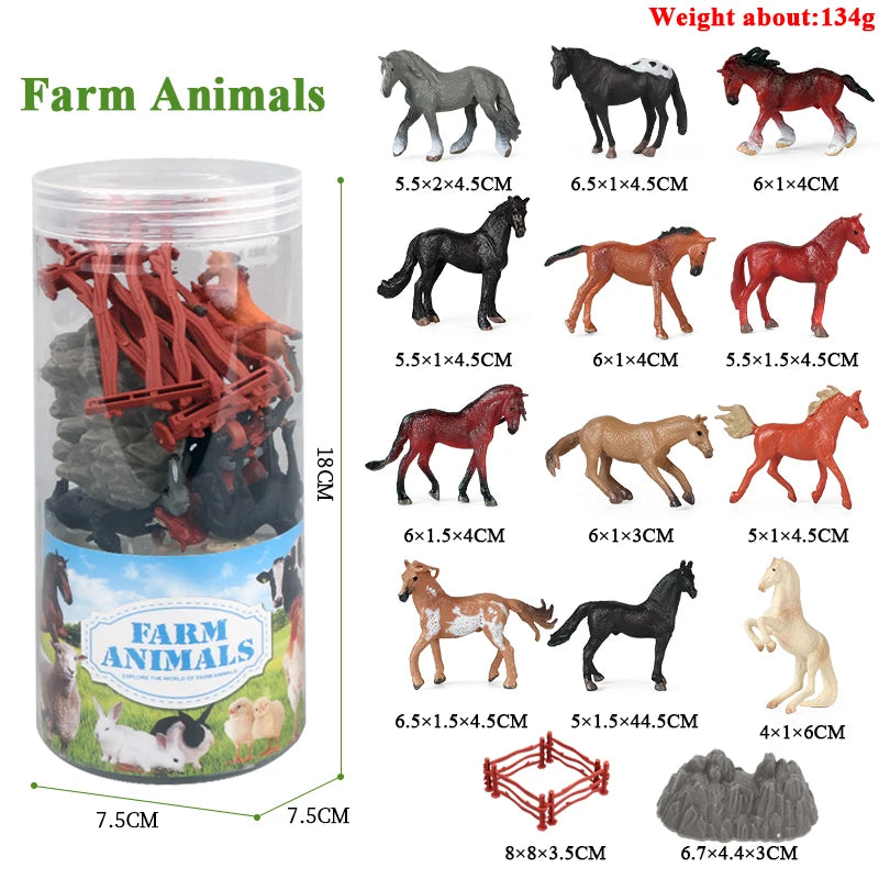 Oenux Miniature Animals Set Wild Sealife Farm Dinosaur Brinquedo Figurine Model Action Figures Zoo Cute Education Kids Toy Gift