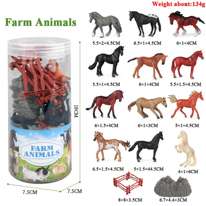 Oenux Miniature Animals Set Wild Sealife Farm Dinosaur Brinquedo Figurine Model Action Figures Zoo Cute Education Kids Toy Gift