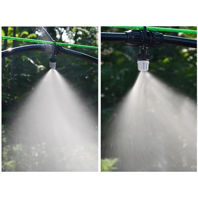 100/10PCS Plastic Watering Irrigation Garden Misting Sprinkler Heads Nozzle W/ Tee Joints for Misting Watering Irrigation System
