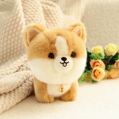Lifelike Fluffy Dog Stuffed Toy Simulation Puppy Model Shiba Inu Corgi Husky Yorkshire Bichon frise Chow Chow Plush Doll Gifts