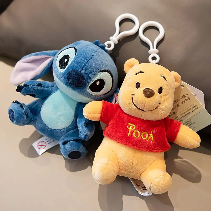 Genuine Disney Stitch Lotso Plush Toys Keychain Pendant Accessories Cute Cartoon Stuffed Doll Key Ring Toys Key Chain Gift