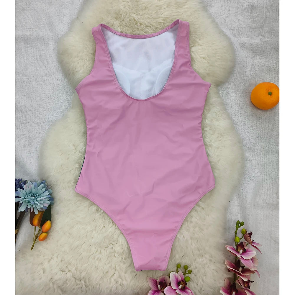 2026 New Printed One-piece Swimsuit Classic Printed Lace Up Swimsuit Women's Push Up Flower One-piece Suit Beach Wear For Female
