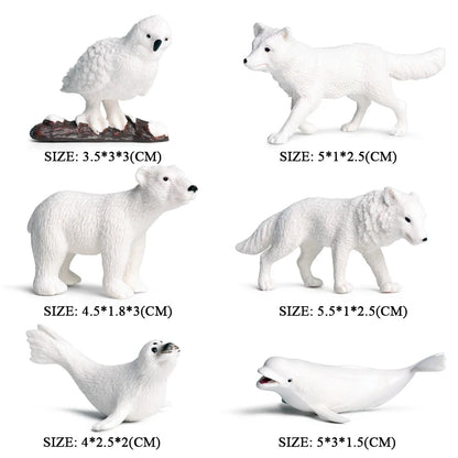 Oenux Arctic South Pole Animals Simulation Penguins Polar Bear Wolf Beluga Whale Action Figures Model Figurine PVC Kid Toy Gift