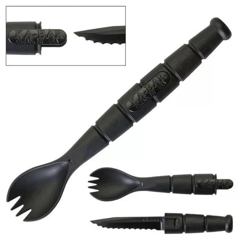 Tactical Mini Cutlery Set EDC Outdoor Multi-Function Tool Fork Spoon Knife Combo Camping Hiking Essential Gear