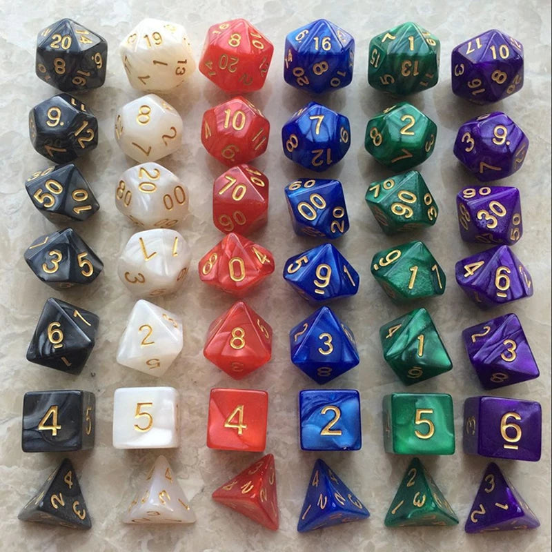 7pcs/set Multicolour Dice Set Multiple Colors Polyhedral RPG DND Role Playing Dragons Board Game Multiple Dice With Bags TMZ