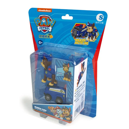 Genuine Paw Patrol Vehicle Chase Skye Marshall Pull Back Cars Playset Building Blocks Ryder Figure Children Toys Birthday Gifts