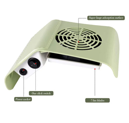 Professional Nail Dust Collector Vacuum - Low Noise Manicure Dust Extractor with Strong Suction Fan for Nail Salon & Home Use