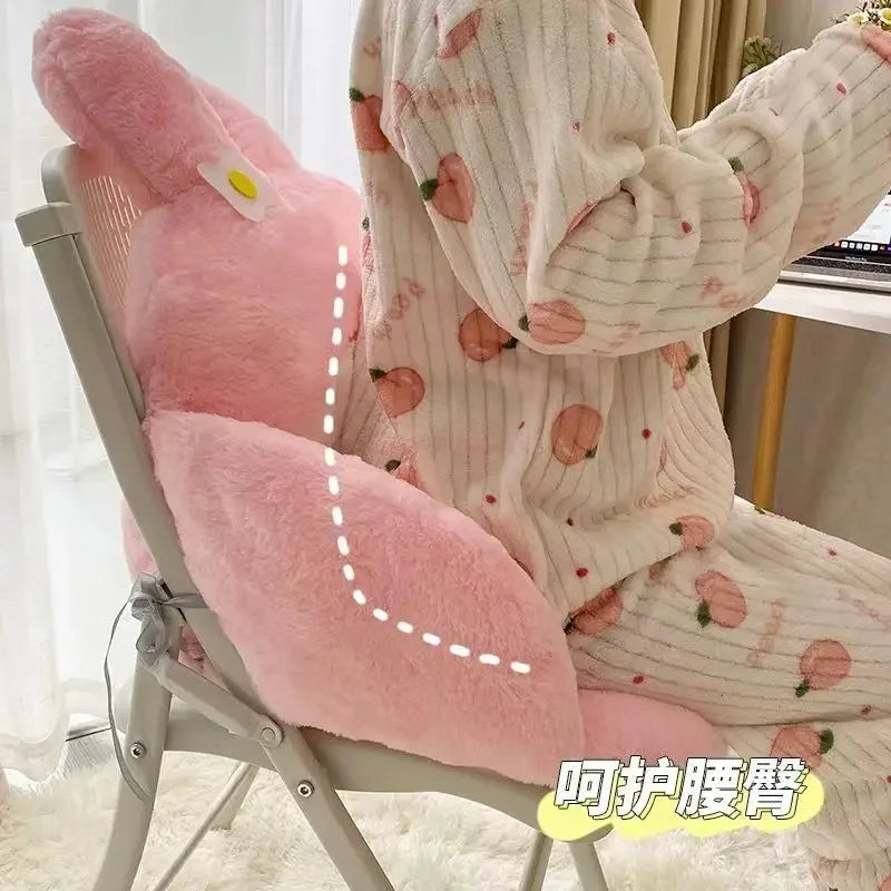 Kawaii Cinnamoroll Big Size Cute Plush Half Surrounded Black Kuromi Cushion Backrest Dormitory Office Non-Slip Chair Cushion