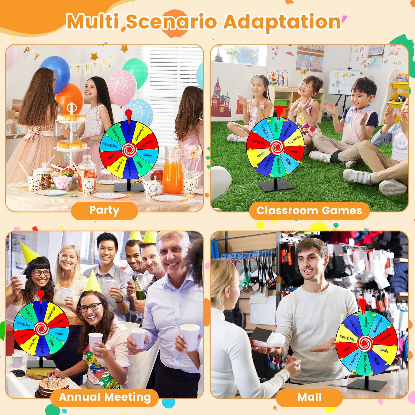 Prize Wheel DIY Interactive Spin Wheel with Board Eraser and Pen Erasable Tabletop Roulette Spinner for Home Show Carnival Party