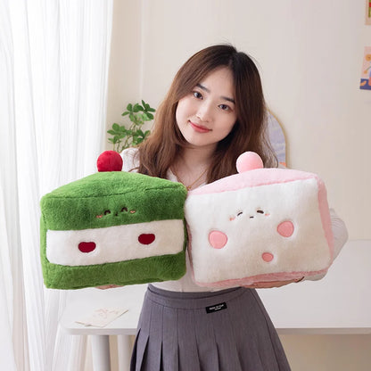 Kawaii Cartoon Hot Cake Plush Doll High Quality Soft Stuffed Fruit Strawberry Wedding Cake Simulation Food Plush Toy Home Decor