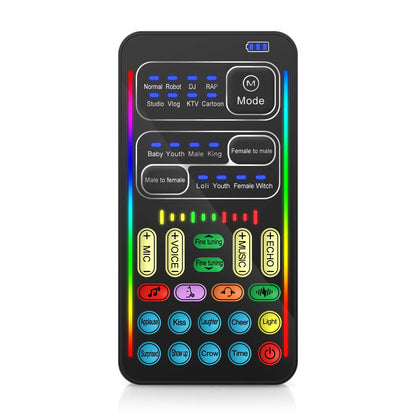 New I9 Mini Voice Changer Live Sound Card  + Headphones + Microphone Audio 8 Sound Effect Machine Equipment Voice Card for Phone