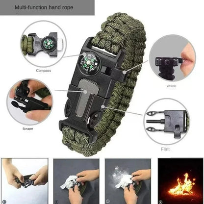 Five In One Compass Bracelet With Flint Seven Core Paracord Bracelet Inginiter Outdoor Survival Hiking Camping Tools