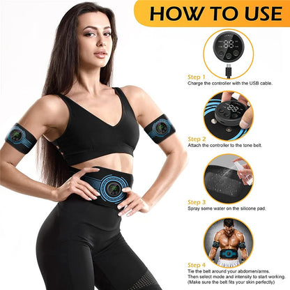 EMS Muscle Stimulation Belt Electric ABS Stimulator Trainer EMS Abdominal Exerciser Toning Belts Arm Leg Back Fitness Massager