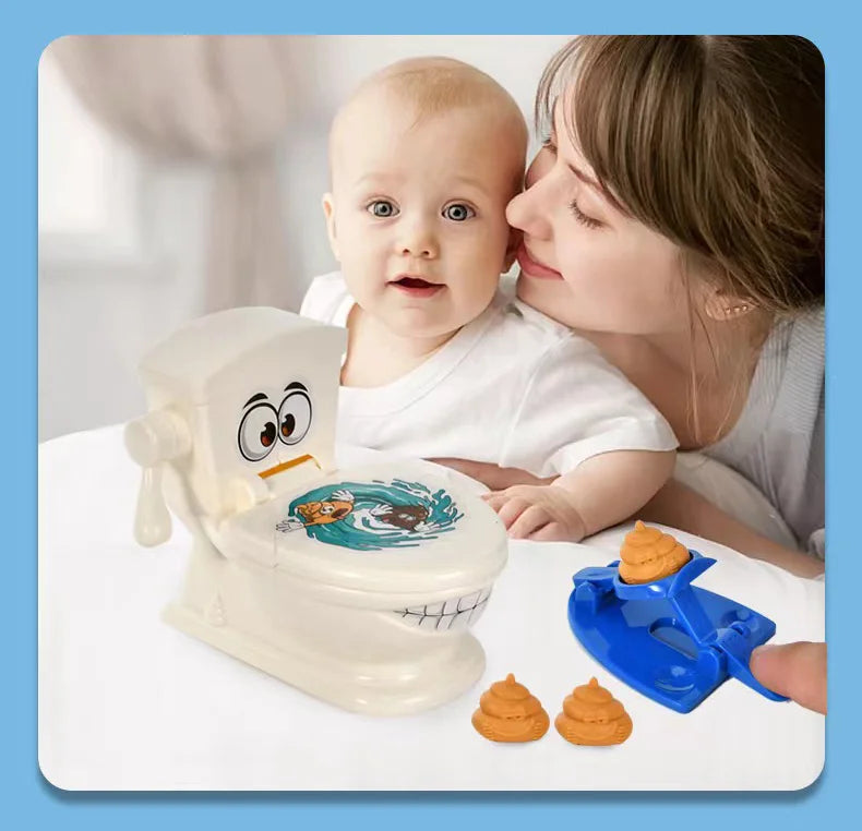 Mini Toilet Anti Stress Toys Two Person Interactive Catapult Toilet Toy Tabletop Game Throw Battle Toy Poops for Kids Adult
