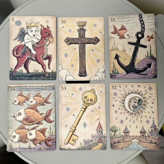 36 Pcs Lenormand Oracle Cards Deviant Moon Lenormand Della Luna Classic Deck Printed on 350GSM Double Embossed Cardstock 9*6cm