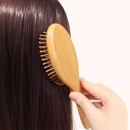 Bamboo Hair Brush,Natural Wooden Bamboo Comb Paddle Detangling Hair Brush Wide-tooth And Tail Comb For Thick/Thin/Curly/Dry Hair