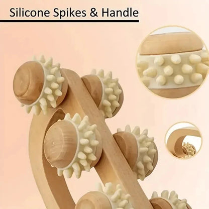 Wooden Massage Roller Tool, Manual Wooden Massager, 1 Pcs Wood Back Massage Roller for Neck Leg Back Deep Tissue Muscle Massage