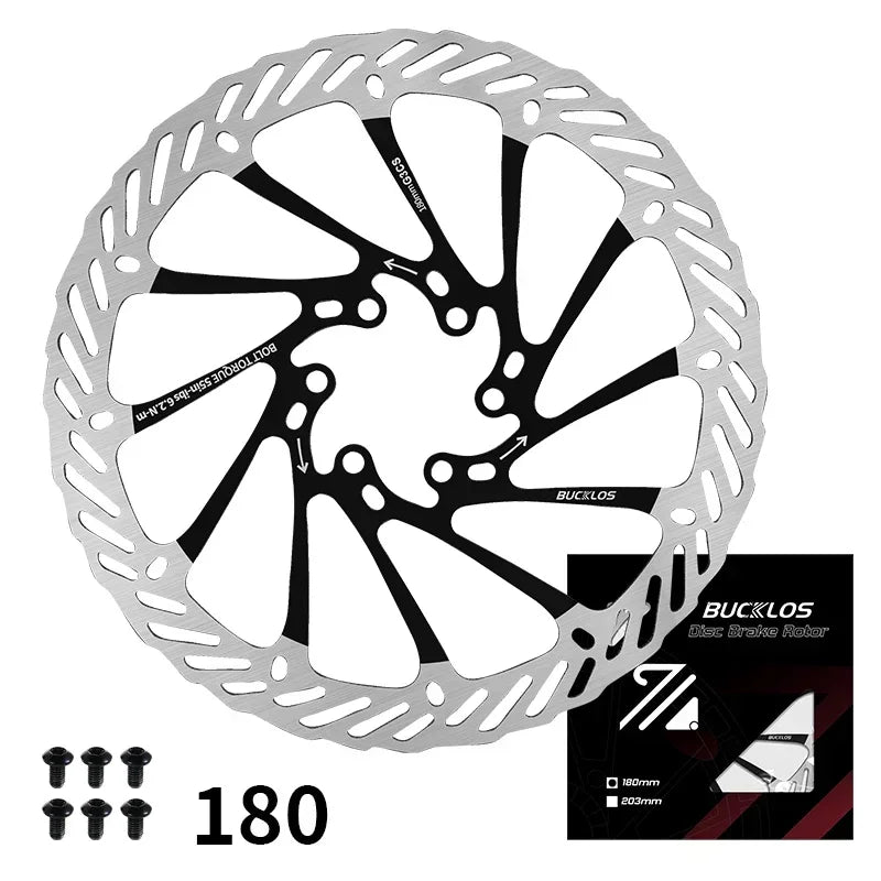 BUCKLOS Ultralight MTB Bike Hydraulic Disc Brake Rotor 160/180/203mm Mountain Road Racing Bicycle Brake Disc with 6 Free Bolts