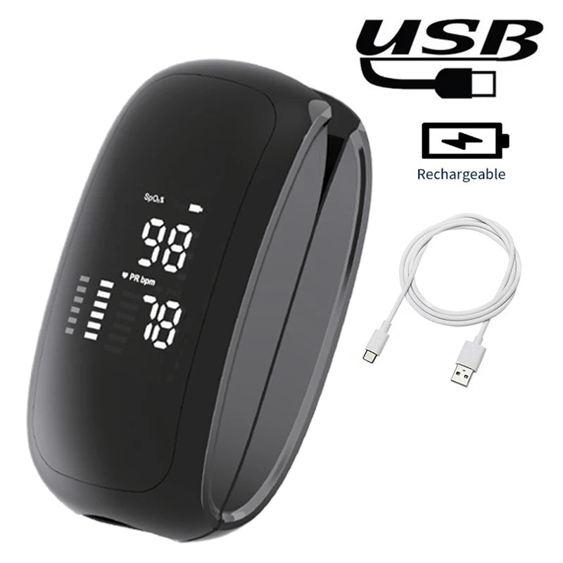 Rechargeable Medical Oximeter Strap Lanyard Fingertip Pulse Oximeter Blood Oxygen Saturation Monitor Digital LED Display Child