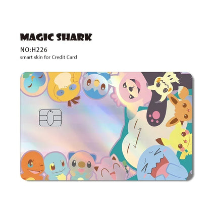 Magic Shark Holographic Laser Mewtwo Snorlax Pikachu Gengar Credit Debit Bank Film Skin Sticker Front Cover