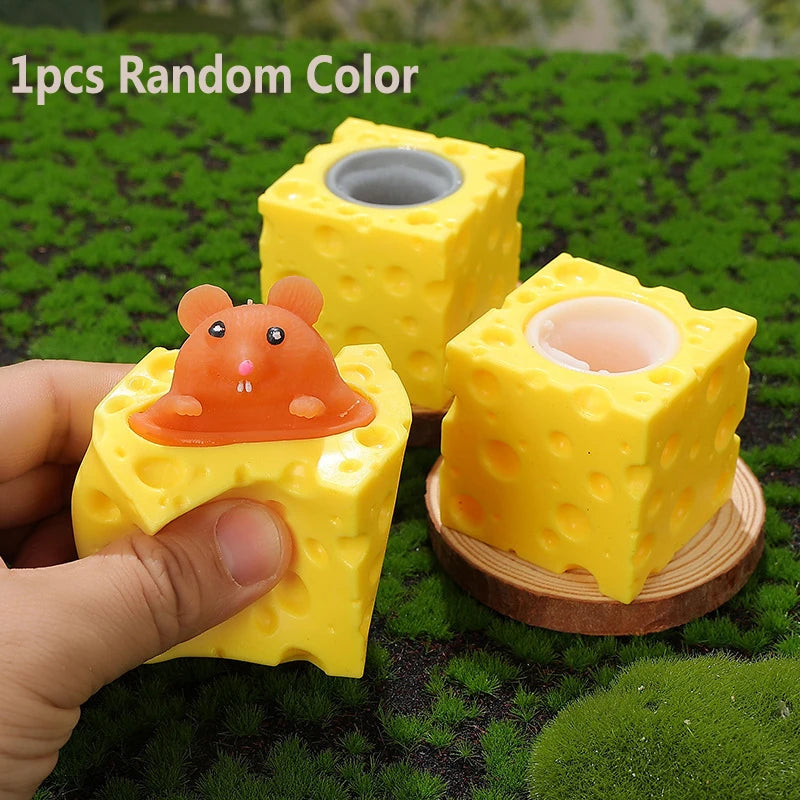 Funny Pop-Up Slow Rebound Squishy Cheese Mouse Cup Hand Antistress Reliever Squirrel Cup Toys for Children Adults