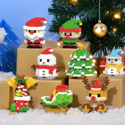 Christmas Gifts Micro Building Block Series Santa Claus Reindeer Puzzle Assembling Bricks Table Decoration Toys Kids
