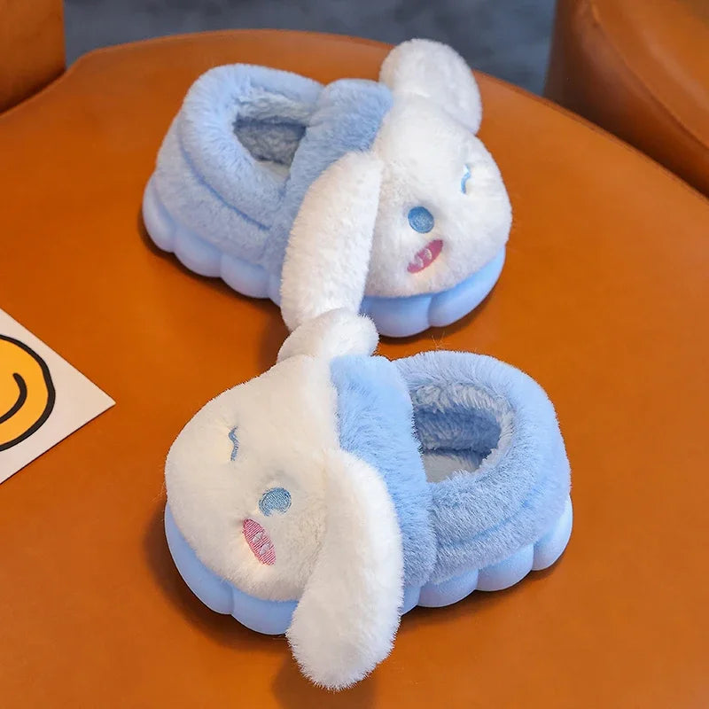 Pokemon Anime Pikachu Autumn/Winter Children'S Cute Flat Plush Slippers Soft Sole Non-Slip Warm Indoor Home Cotton Shoes Gifts