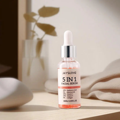 5 In 1 Face Serum Moisturizing Vitamin C Hyaluronic Acid Facial Serum Shrink Pores Nourishing Breathable Skin Care 30ml
