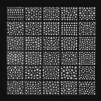 30pcs Sheets Christmas 3D Nail Art Stickers Decals Nail Art Supplies for Women And s - Self-Adhesive Cartoon Snowflake Snowman