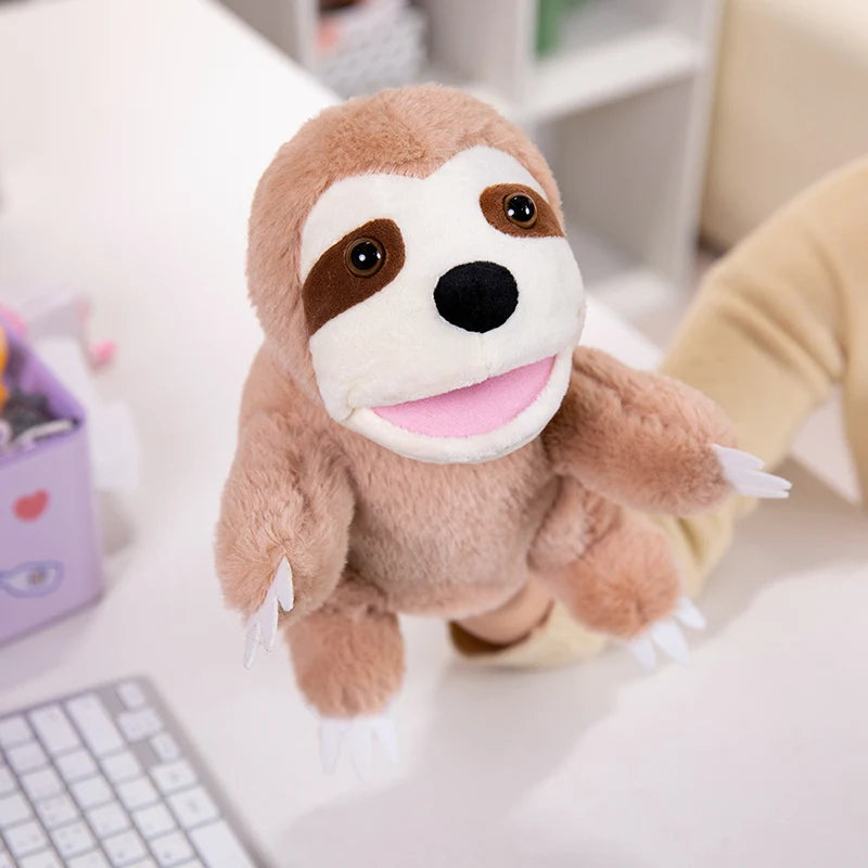 Cartoon Animal Hand Puppet Parent-child Game Doll Husky Fox Bear Dog Pig Tiger Lion  Appease Toys Birthday Gifts For Children ﻿